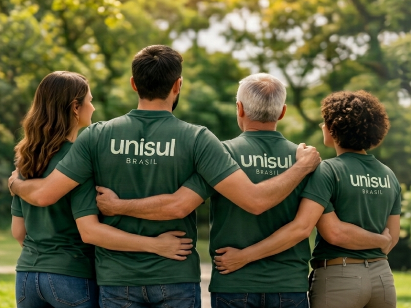 Equipe da Unisul Brasil unida para oferecer atendimento humanizado e proteção veicular aos seus associados.